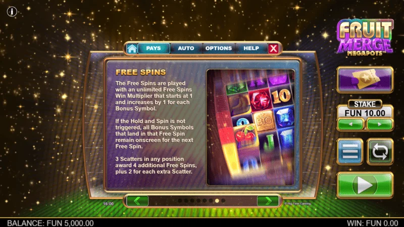 Fruit Merge Megapots - informații despre Free Spins și multiplicator